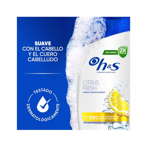 H&S Citrus fresh Champú anticaspa de uso diario, para pelo graso 625 ml.