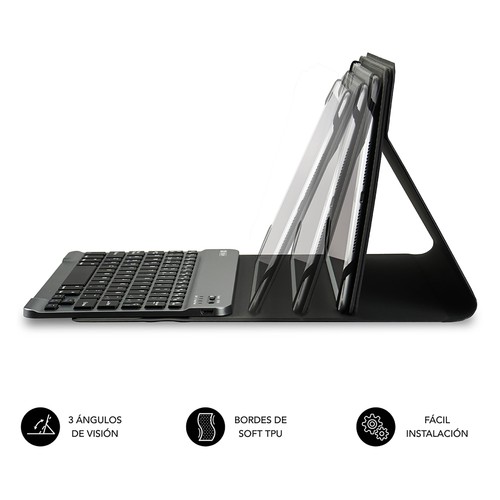 Funda para tablet 10,1" con teclado SUBBLIM Keytab Pro, conexión Bluetooth, función soporte, cierre magnético.
