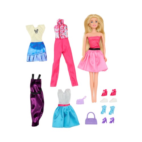 Muñeca Style Story con 4 Outfits, 11 piezas, modelos surtidos +3 Años ONE, TWO FUN