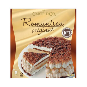 CARTE D'OR Deliciosa tarta de vainilla y caramelo con galleta y bolitas de chocolate CARTE D'OR Romántica 1 l.