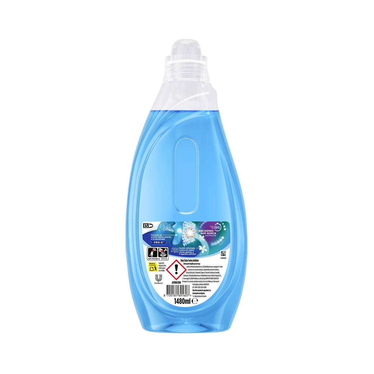 Detergente líquido ciclos cortos anti olor 37 ds.