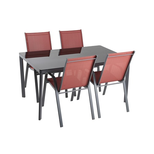 Mesa acero con cristal 150x90cm, GARDENSTAR.