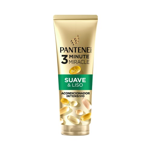 PANTENE 3 Minute miracle Acondicionador intensivo suavizante y alisante, para cabellos encrespados y secos 220 ml.