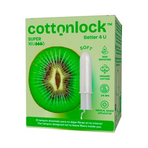 Imagen de COTTONLOCK Tampones de algodón ecológico, super, con aplicador 16 uds.