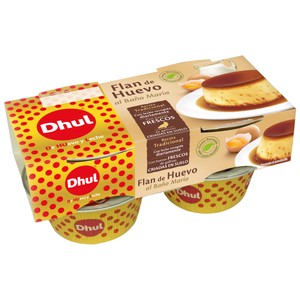 Imagen de DHUL Flan de huevo receta tradicional, elaborado al baño maria con leche recogida diariamente DHUL 4 x 110 g.