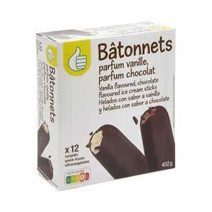 PRODUCTO ECONÓMICO ALCAMPO Mini helados de vainilla (6) o chocolate (6) 12 uds.