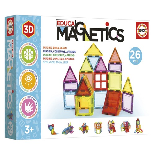 Juego educativo de construcción con 26 piezas magnéticas multicolor, EDUCA.