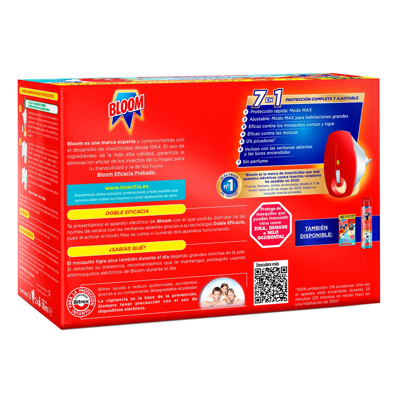 Insecticida eléctrico líquido máxima eficacia aparato + 2 recambios 18 ml.