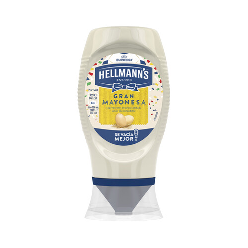 HELLMANN'S Salsa mayonesa en formato bote bocabajo  250 ml.