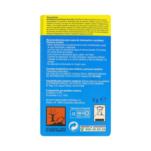 FOGO Insecticida eléctrico antimosquitos en pastillas FOGO 1 unidad 10 pastillas