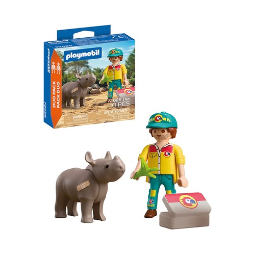PLAY MOBIL. 72025 Duo Pack Cuidador con rinoceronte