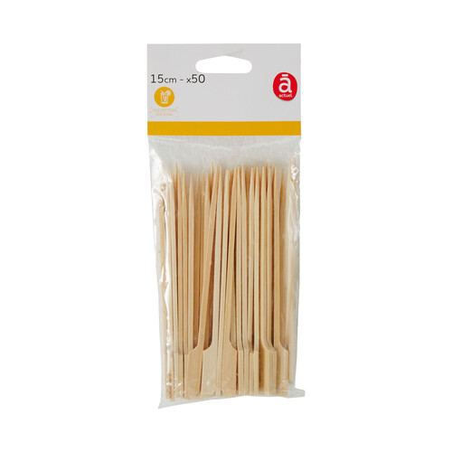 Pack de 50 brochetas de madera bambú de 15 cm. ACTUEL.