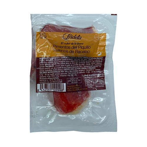 Pimientos del piquillo rellenos de bacalao FRIDELA 2 uds.