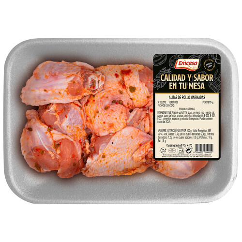 Bandeja con alitas de pollo marinadas EMCESA 800 g