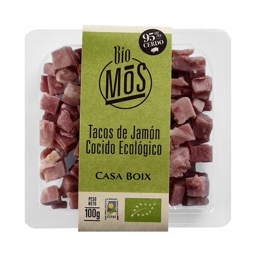 tacos de jamón cocido ecológico BIOMOS 100 g.