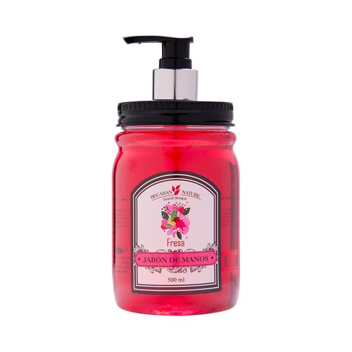 BECASAN NATURE Jabón de manos con fragancia natural a fresa BECASAN NATURE 500 ml.