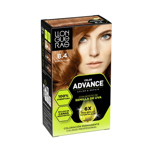 LLONGUERAS Color advance tono 8.4 cobrizo claro Coloración capilar permanente (tinte de pelo).