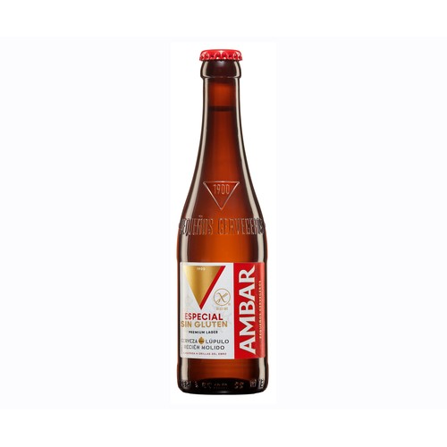 Cerveza sin gluten AMBAR botella de 33 cl.
