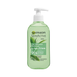 GARNIER Gel limpiador botánico purificante, con hoja de té verde, para pieles grasas GARNIER Skin active 200 ml.