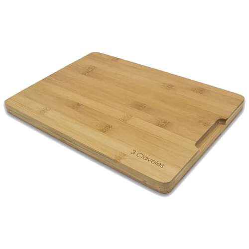 Tabla de cortar rectangular, 30x20x1,9 Centímetros, fabricada en madera de bambú INALSA.