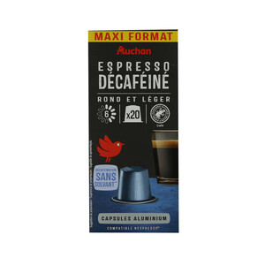 PRODUCTO ALCAMPO Café espresso descafeinado en cápsulas, intensidad 6 PRODUCTO ALCAMPO 20 uds 104 g.