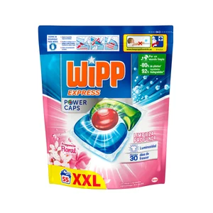 WIPP EXPRESS Power caps Detergente en cápsulas, con fragancia floral, 55 lavados