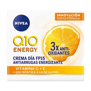 NIVEA Q10 Energy Crema de día antiarrugas, con vitamina C y FPS 15 50 ml.