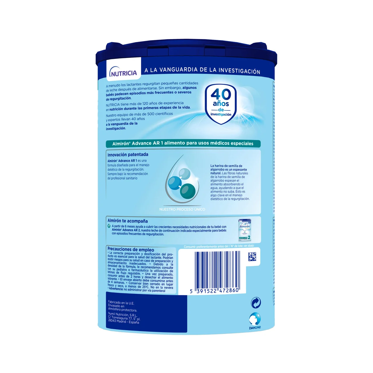 ALMIRÓN Leche (1) de inicio antiregurgitación a partir del primer día ALMIRÓN Advance Ar 800 g.