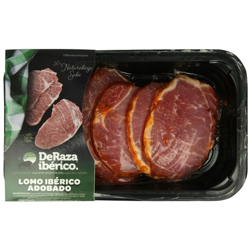 Bandeja de cinta de lomo ibérico adobado DERAZA 350 g