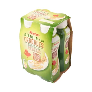 AUCHAN Leche fermentada con bífidus de cereales 4 x 154 ml Producto Alcampo.