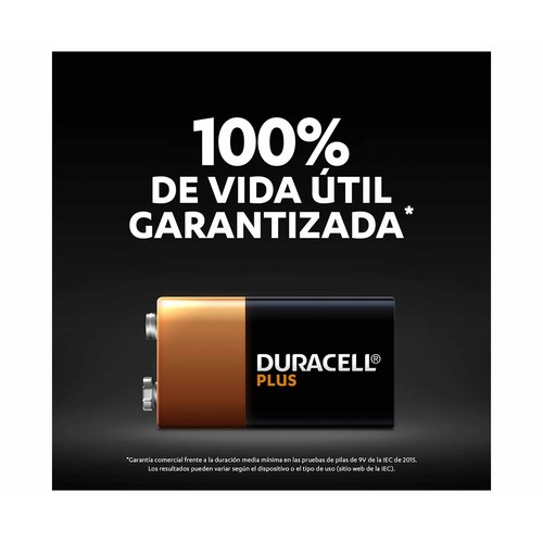 Pila alcalina de petaca, 9V, 6LR61, DURACELL.