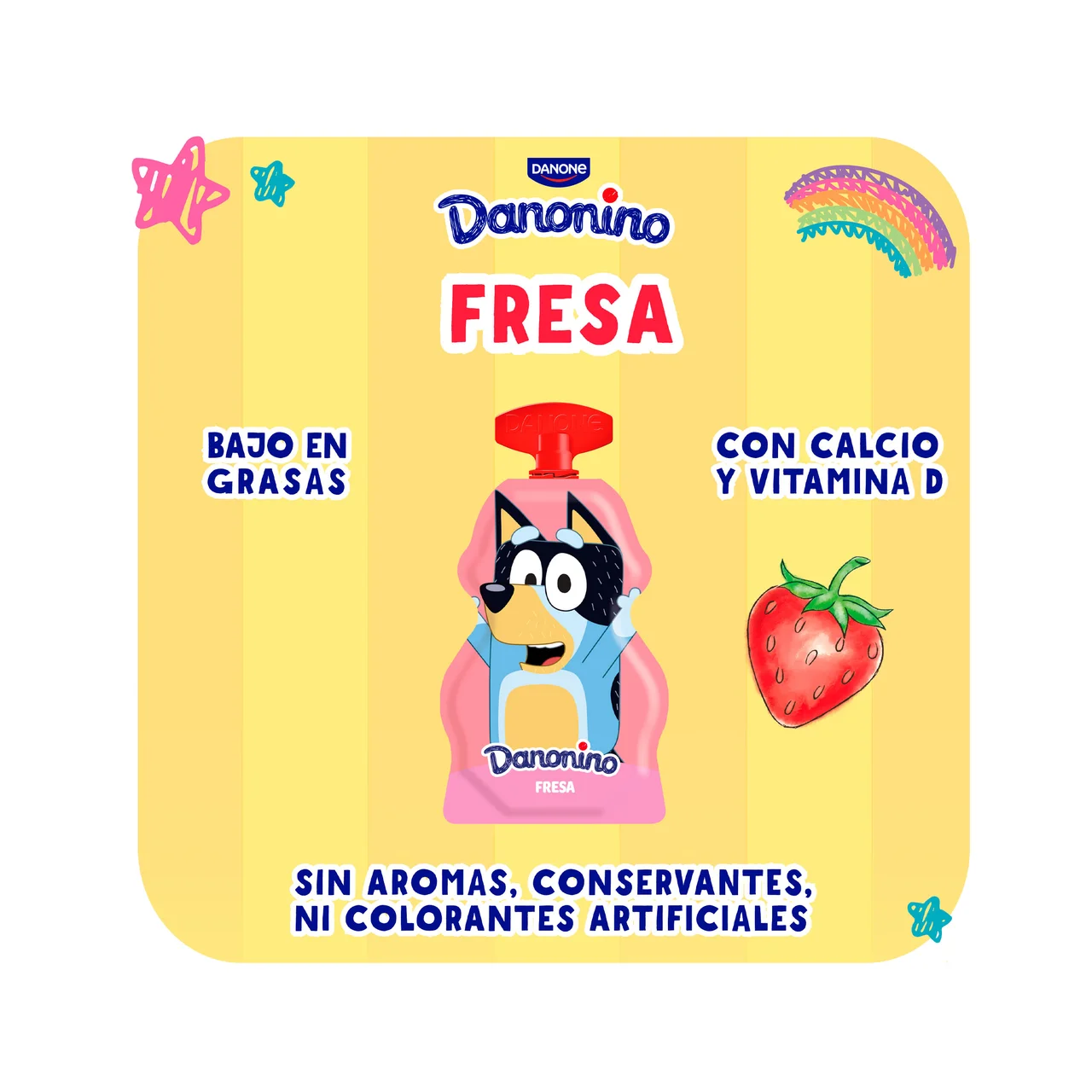 Leche fermentada con fresa, calcio y vitamina D 4 x 70 g.