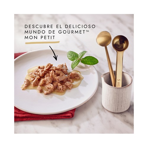 PURINA Gorumet mon petit intense Comida para gatos adultos de atún, salmón y trucha 6 x 50 g.