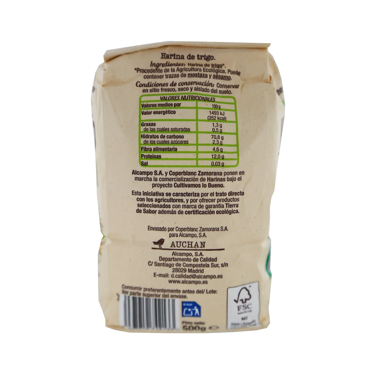 ALCAMPO CULTIVAMOS LO BUENO ECOLÓGICO Harina de trigo 500 g.