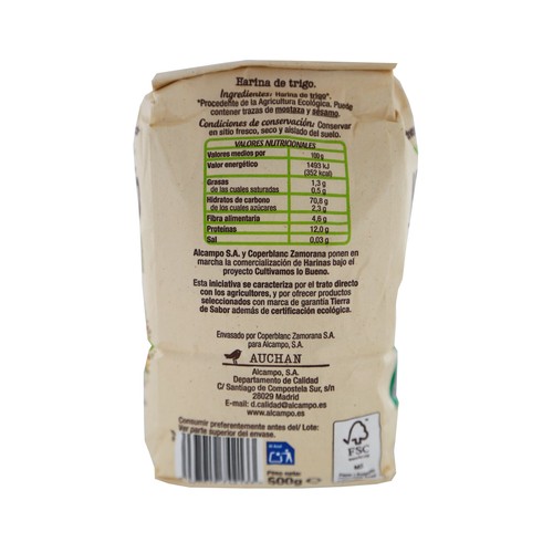 ALCAMPO CULTIVAMOS LO BUENO ECOLÓGICO Harina de trigo 500 g.