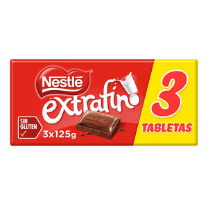 NESTLÉ Chocolate con leche NESTLÉ EXTRAFINO 3 uds. de 125 g.