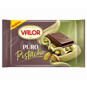VALOR Chocolate puro relleno de pistacho 150 g.