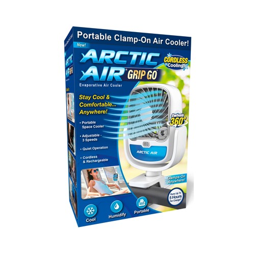 Ventilador portátil con pinza ARTIC AIR Grip Go, 3 velocidades, batería recargable, conexión Usb.