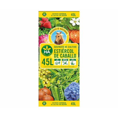Estiércol de caballo, ideal para cultivo HA-HUERTO Y JARDÍN 45 litros.
