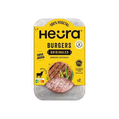 HEÜRA Burger vegetal a base de proteina de guisante y aceite de oliva virgen extra HEÜRA 2 x 110 g.