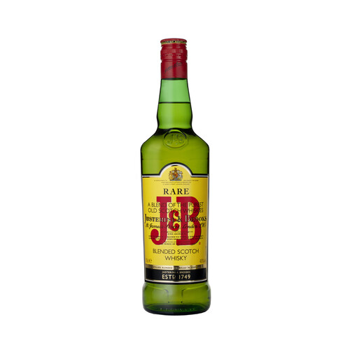 Whisky blended destilado, mezclado y embotellado en Escocia J&B botella de 70 cl.