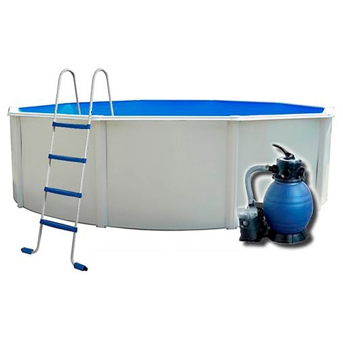 Piscina circular 460x120cm de acero blanco con columnas. QP