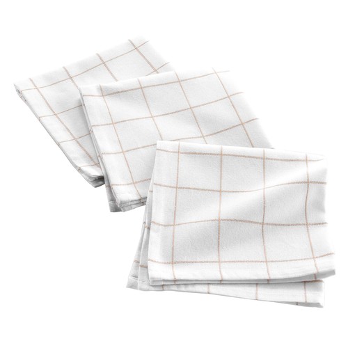 Servilletas cuadros 3 pzas 40x40cm algodon/poliester beige. U10