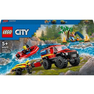 Imagen de LEGO City camión de bomberos 4x4 con barco de rescate, 301, +5 años. piezas, 