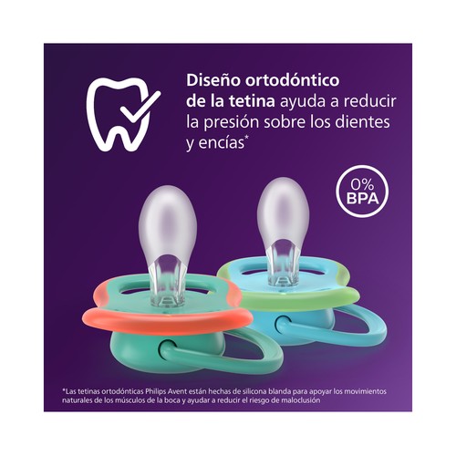 AVENT Ultra air de Philips Chupetes de 6 a 18 meses, con tetina con diseño ortodóntico 2 uds.