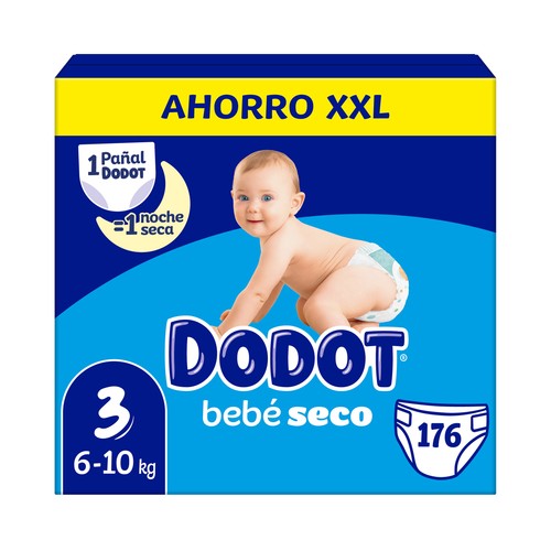 DODOT Bebé-seco Pañales talla 3 (6-10 kg) 176 uds.