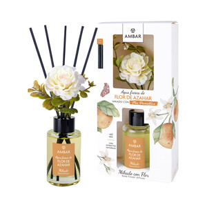Imagen de AMBAR Ambientador perfumador de varillas con flor (Mikado), con aroma a flor de azahar 75 ml.