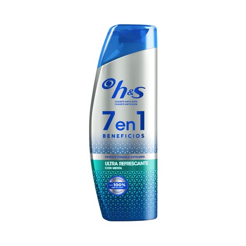 H&S Champú anticaspa 7 en 1 con menta ultra refrescante H&S 300 ml.
