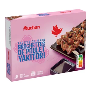 AUCHAN Brochetas de pollo Yakitori 8 uds. 210 g Producto Alcampo.