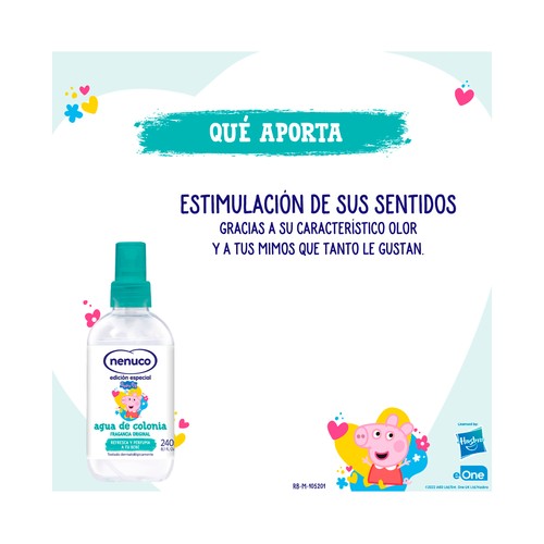 NENUCO Agua de colonia con fragancia original y vaporizador en spray NENUCO Peppa pig baby 240 ml.